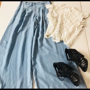 WIDELEG CHAMBRAY JEANS PANTS